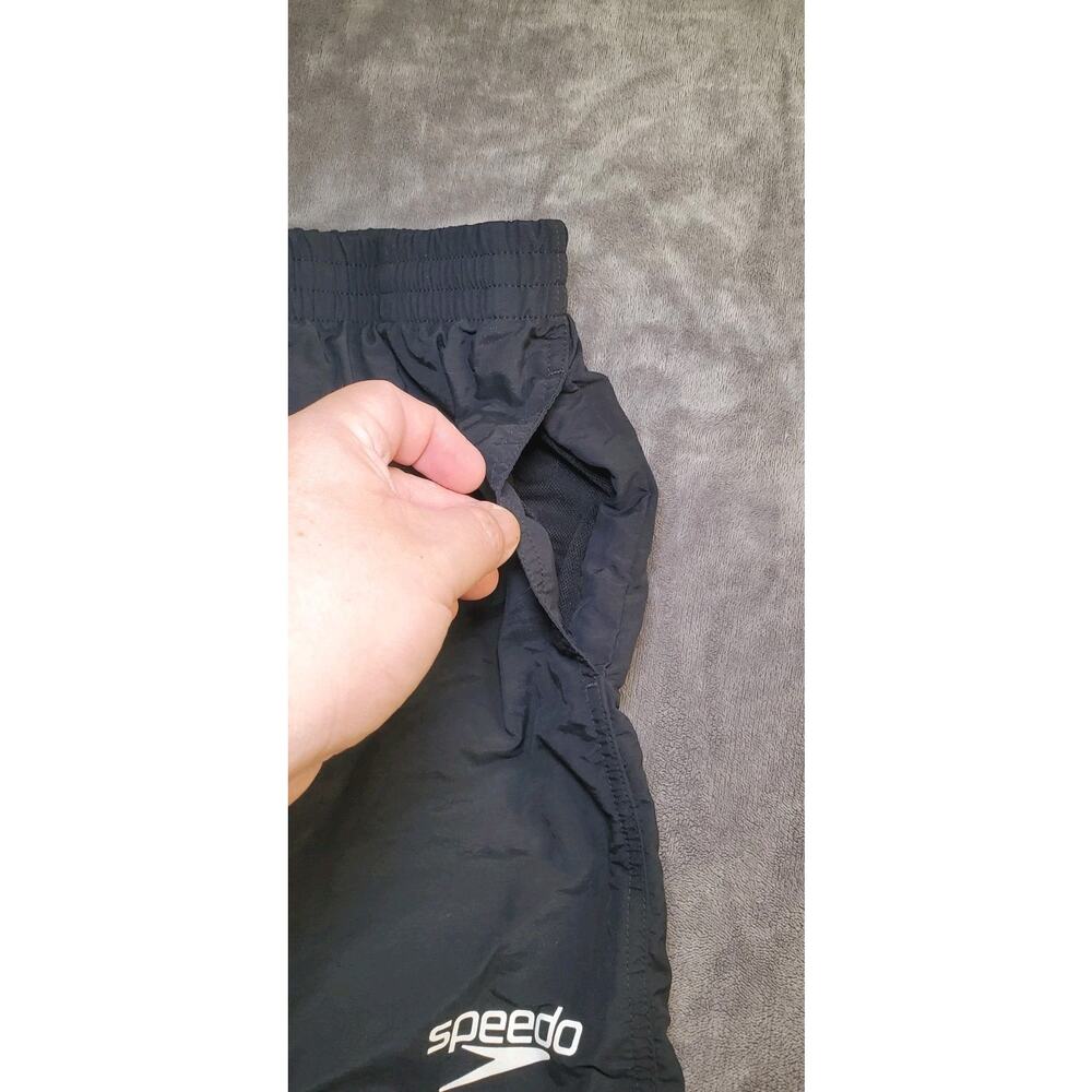 SPEEDO Swim Trunks Board Men's Sz L Shorts Mesh Liner Black Pockets C1-202 - Picture 4 of 10